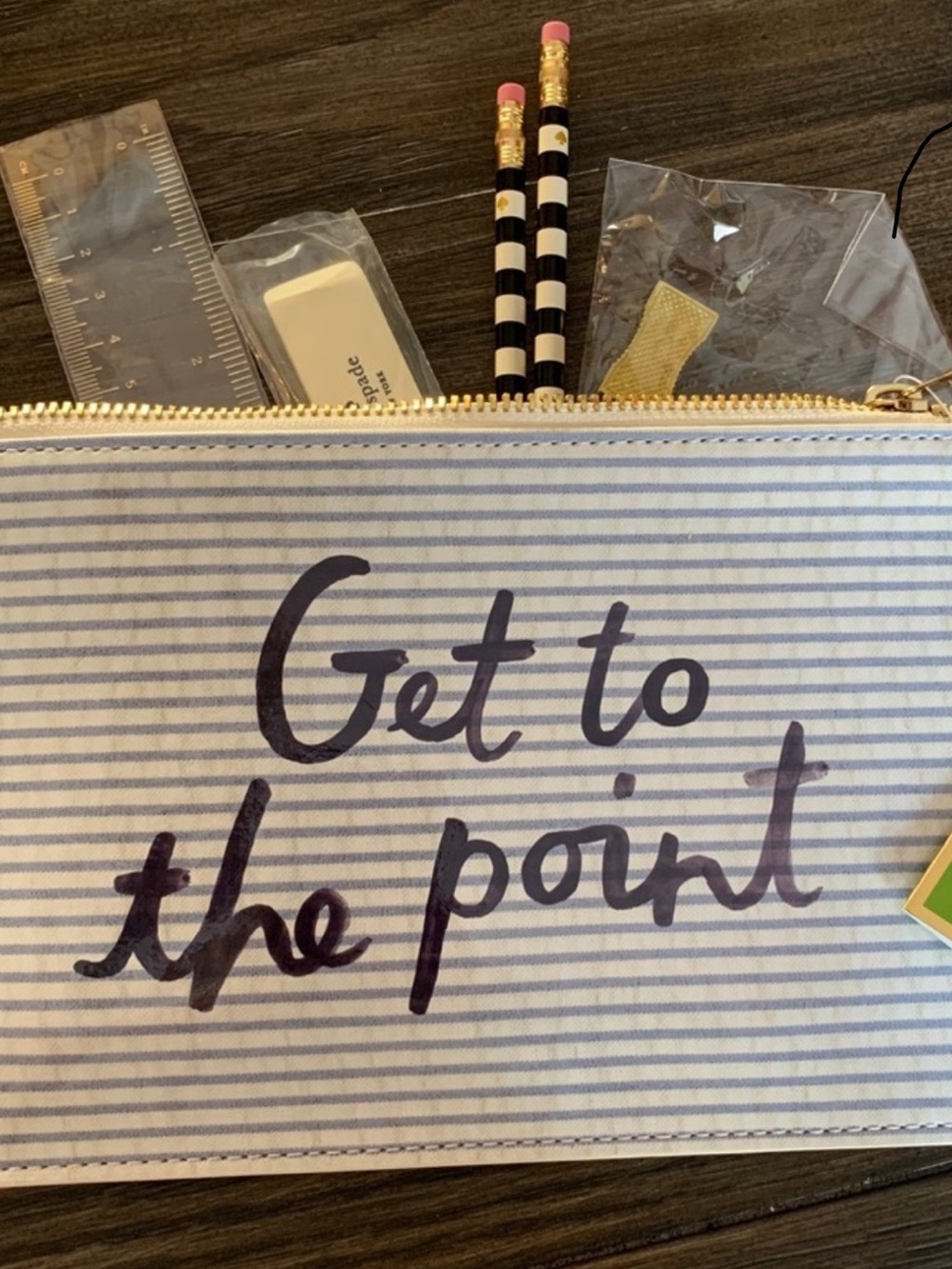 NWT Kate Spade ‘Get to the Point' Blue Striped Pencil Pouch